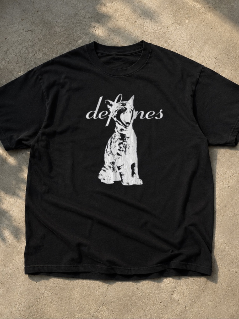 Gildan Black Tee with White Dog Graphic and Script